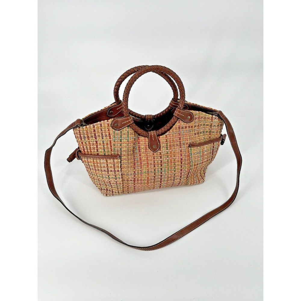 Fossil Genuine Classic 1954 Woven Rattan Wrapped Handles Strap Bag Purse
